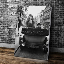 Load image into Gallery viewer, Lady in old cabriolet retro pet portrait