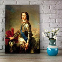 Load image into Gallery viewer, On the table next to flowers is a portrait of a man dressed in imperial clothes