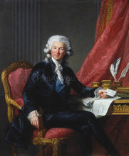 Load image into Gallery viewer, The portrait shows a man with long white hair sitting on a red chair dressed in renaissance regal attire