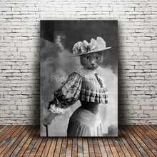 Load image into Gallery viewer, Lady wearing an unusual hat retro pet portrait