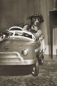 Toy Fire Truck retro pet portrait
