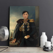 Load image into Gallery viewer, On a dark background, there is a portrait of a man dressed in a historical costume of a general-diplomat