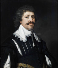 Load image into Gallery viewer, The portrait shows a man with a beard dressed in black regal attire