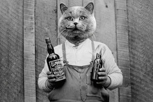 Whiskey lover retro pet portrait