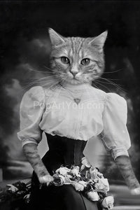 Lady in a corset with flowers retro pet portrait