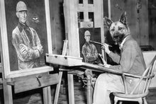 Load image into Gallery viewer, An artist with a smoking pipe retro pet portrait