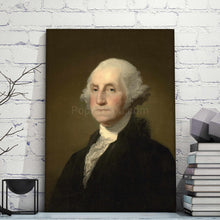 Load image into Gallery viewer, A portrait of an elderly man with white hair dressed in black royal clothes stands on the table next to the books