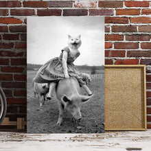 Load image into Gallery viewer, Pig rider retro pet portrait