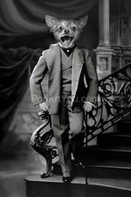 Load image into Gallery viewer, A man in a striped suit retro pet portrait