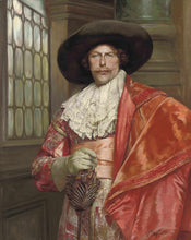 Load image into Gallery viewer, The portrait shows a man in a hat wearing red regal attire