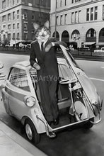 Load image into Gallery viewer, A Three-Wheeled Car retro pet portrait
