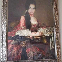 Load image into Gallery viewer, Portrait of a girl dressed in regal attire is in a gold frame