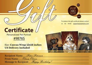 Gift certificate for Custom Pet Portrait