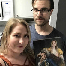 Load image into Gallery viewer, Couple holding a portrait of themselves dressed in historical royal clothes