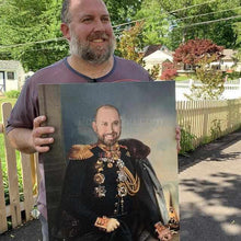 Load image into Gallery viewer, A man holding a portrait of himself, dressed in a historical costume of a general-diplomat