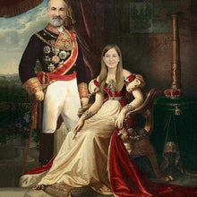 Load image into Gallery viewer, The portrait shows a family dressed in historical royal clothes standing on the balcony