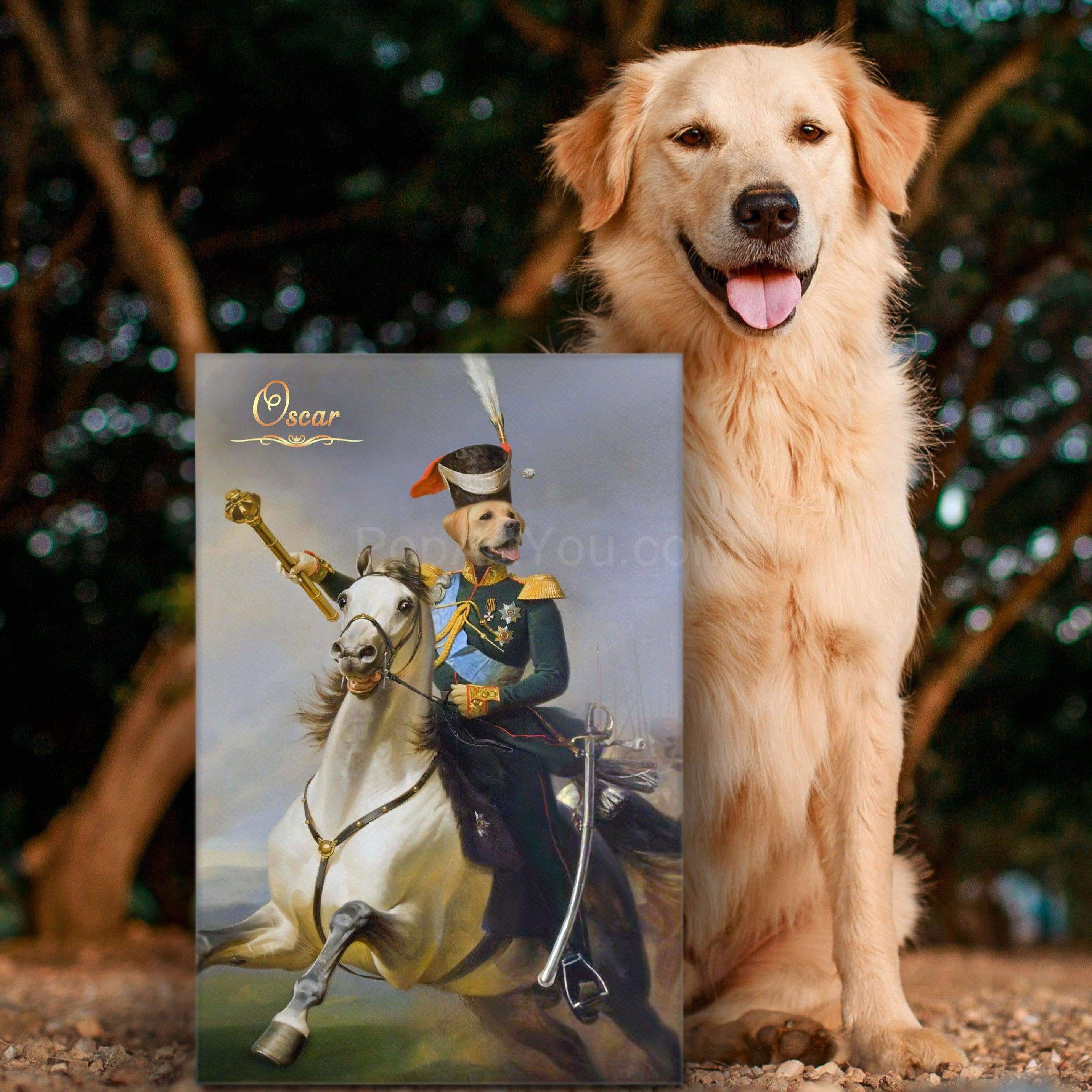 Pet leader on horse male pet portrait