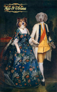 Princess Sophie with Friedrich two pets portrait