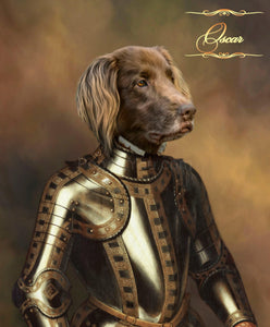 The Knight in Golden armour male pet portrait