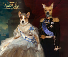 Load image into Gallery viewer, The Ruling Royal Couple two pets portrait
