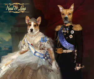 The Ruling Royal Couple two pets portrait