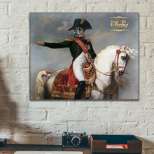 Load image into Gallery viewer, Napoleon pet on horse male pet portrait
