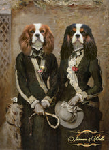 Load image into Gallery viewer, Twins, Grace and Kate Hoare two pets portrait
