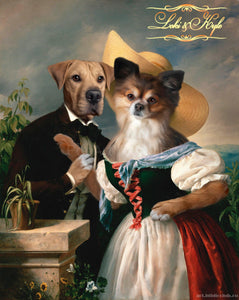 The Flirting two pets portrait