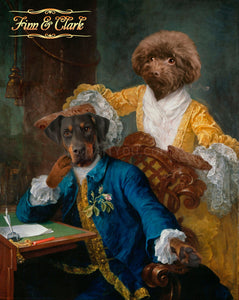 The actor and his wife two pets portrait