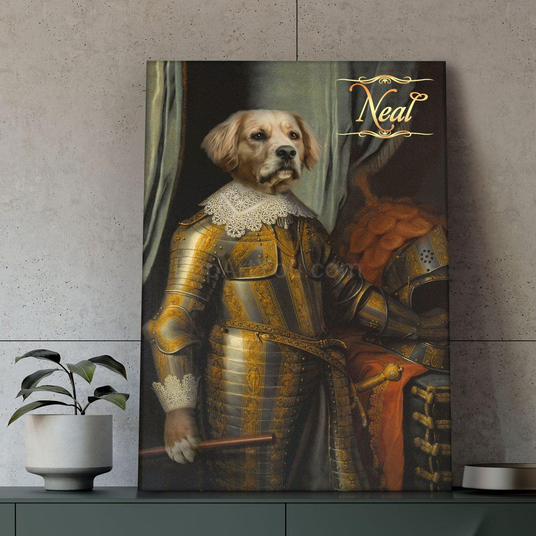 The Cavalier in armour male pet portrait