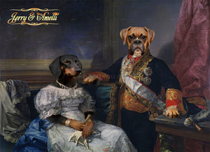 Antonio and his wife, Maria two pets portrait