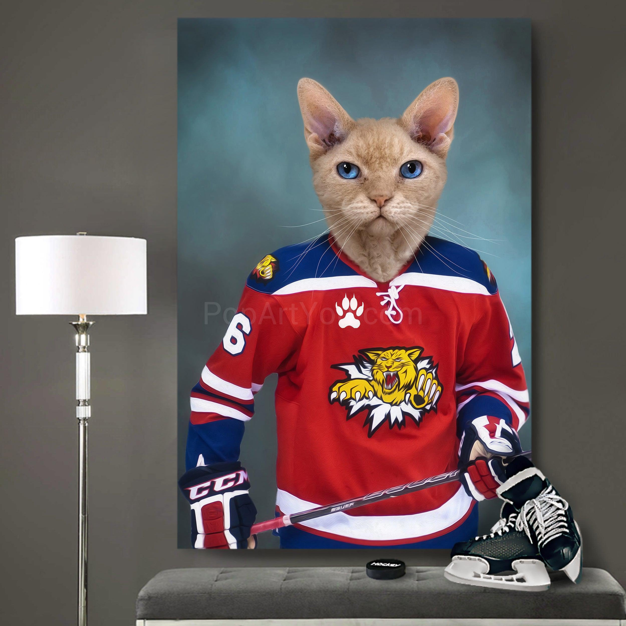 Hockey Player of your favorite team male pet portrait