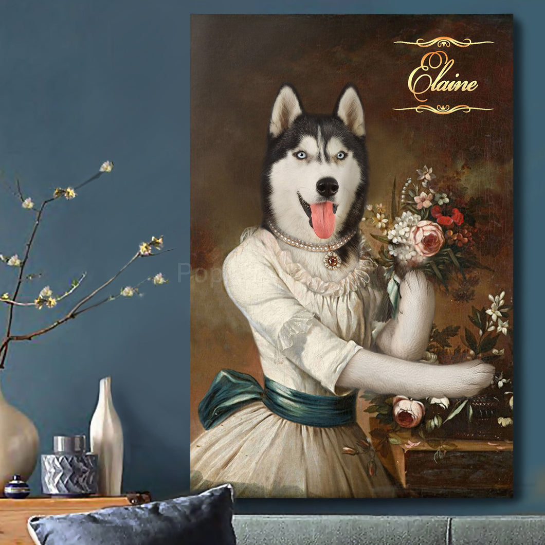 Lady with bouquet female pet portrait