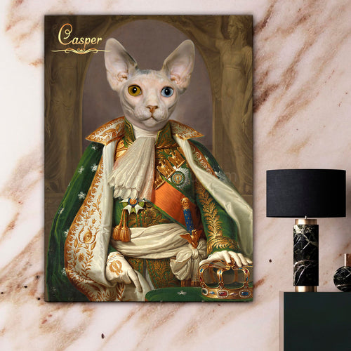 Napoleon in green - custom cat portrait