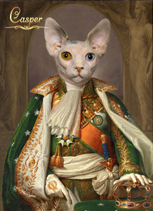 Napoleon in green - custom cat portrait
