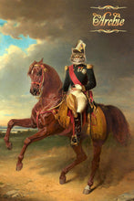 Load image into Gallery viewer, Pet on horse male cat portrait
