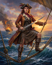 Load image into Gallery viewer, The Pirate woman personalized female portrait
