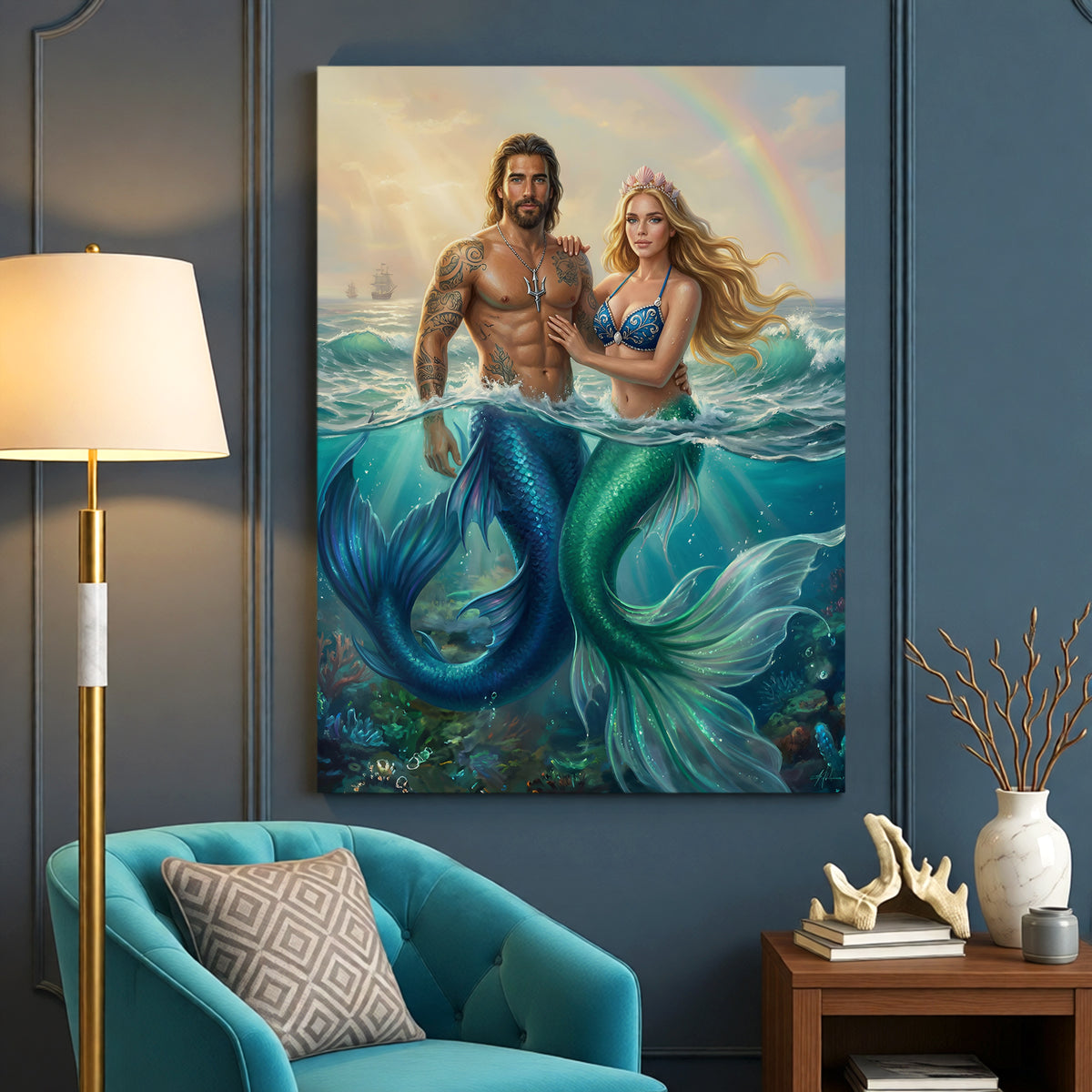 The Mermaid & Merman Couple portrait – PopArtYouShop