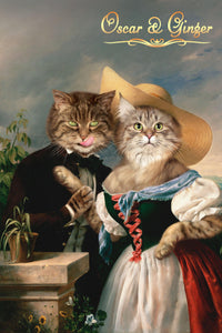The Flirting two pets portrait