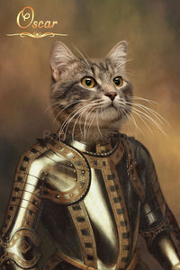 The Knight in Golden armour male cat portrait