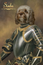 Load image into Gallery viewer, The Knight in Silver armour male pet portrait

