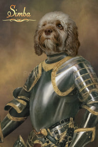 The Knight in Silver armour male pet portrait