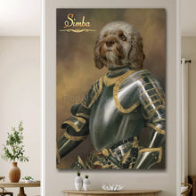 Load image into Gallery viewer, The Knight in Silver armour male pet portrait
