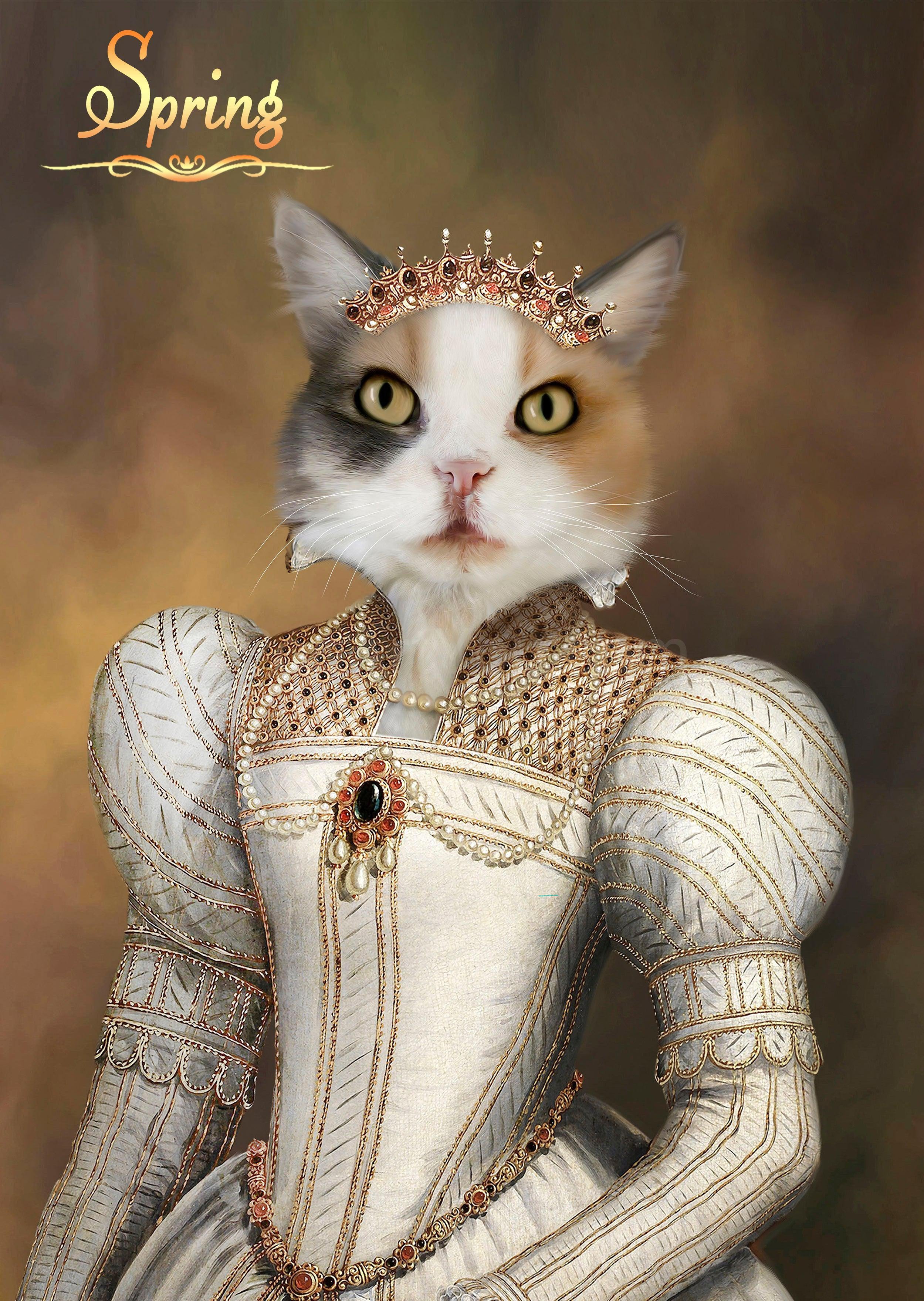 The Pearled Lady - custom cat canvas