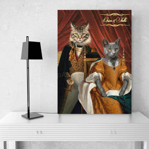 The Ruling Royal Couple in interior two pets portrait