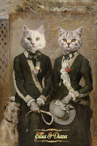 Twins, Grace and Kate Hoare two pets portrait