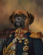 Load image into Gallery viewer, The portrait of male dog with human body in a general&#39;s attire in historical style
