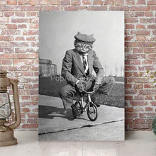 Load image into Gallery viewer, On a small bike retro pet portrait
