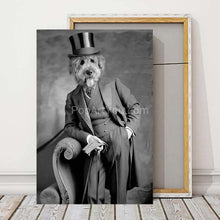 Load image into Gallery viewer, A gentleman wearing a top hat with gloves retro pet portrait
