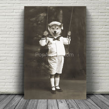 Load image into Gallery viewer, On a swing retro pet portrait
